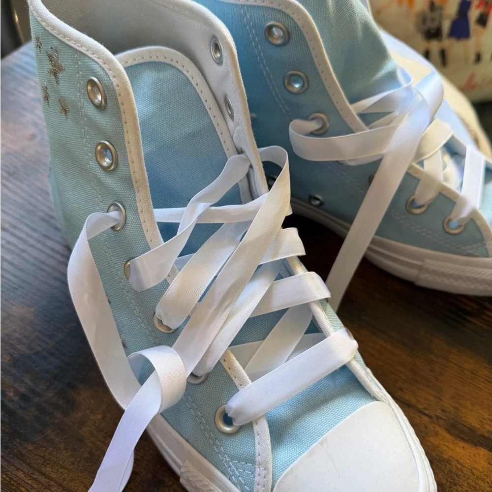 Light Blue High-Top Sneakers - Picture 3 of 16